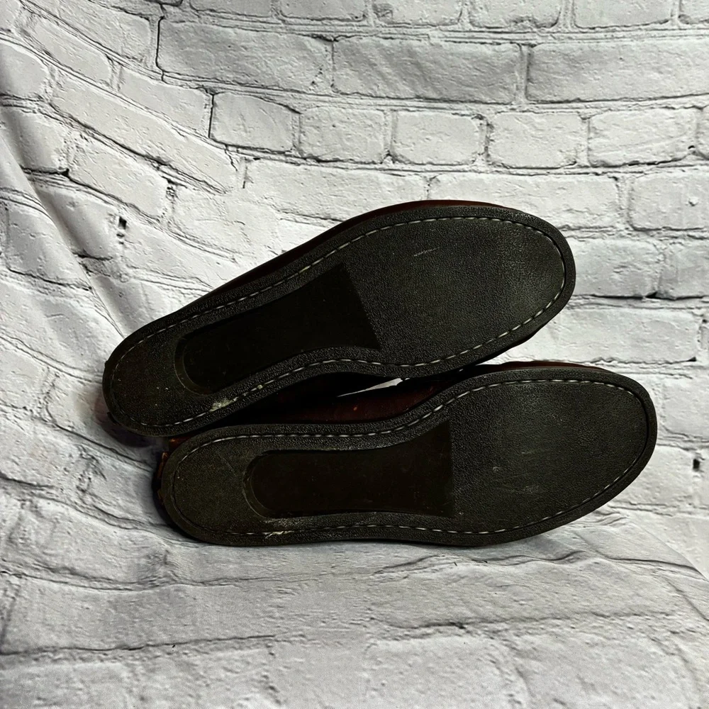 G.H. Bass & Co‎ Vintage Brown Leather Fringe Deck Moccasins Loafers Sz 10.5 READ